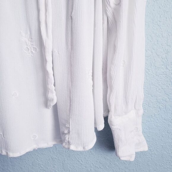 Free People White Wishful Moments Embroidered Long Sleeve Blouse - Picture 3 of 10